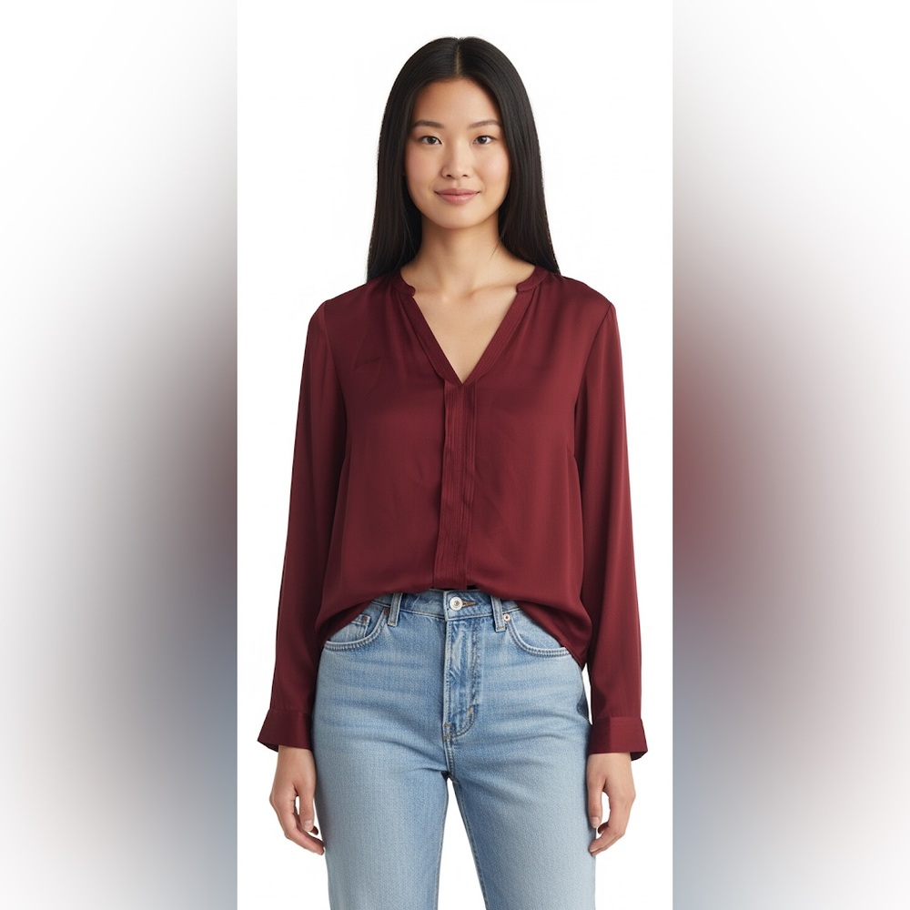 MNG Mango burgundy satin blouse size 4
